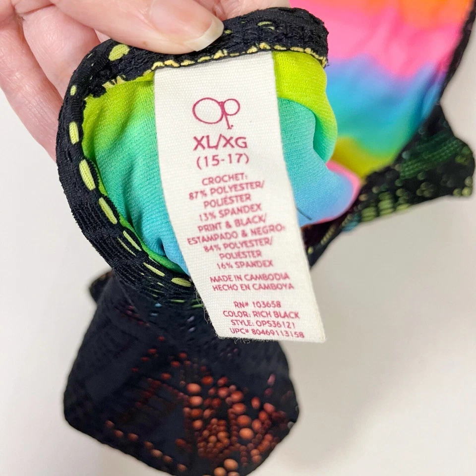 Op Ocean Pacific Girls Eyelet Lace Rainbow Racerback One Piece Swimsuit XL - Image 3 of 4