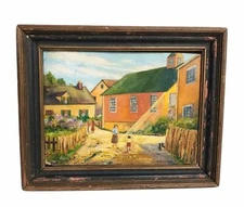 Vtg 1930s Provincetown Cape Cod Post Impressionist Landscape Oil Painting Signed