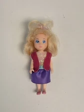 Vintage 1990 TYCO QUINTS COUSINS Doll Pink/Purple Dress Blonde Hair Blue Eyes 3"
