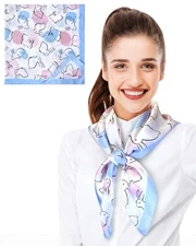 CBC Crown Easter Bunny Pattern Silk Feeling Lightweight Fashion Scarf 35" x 35"