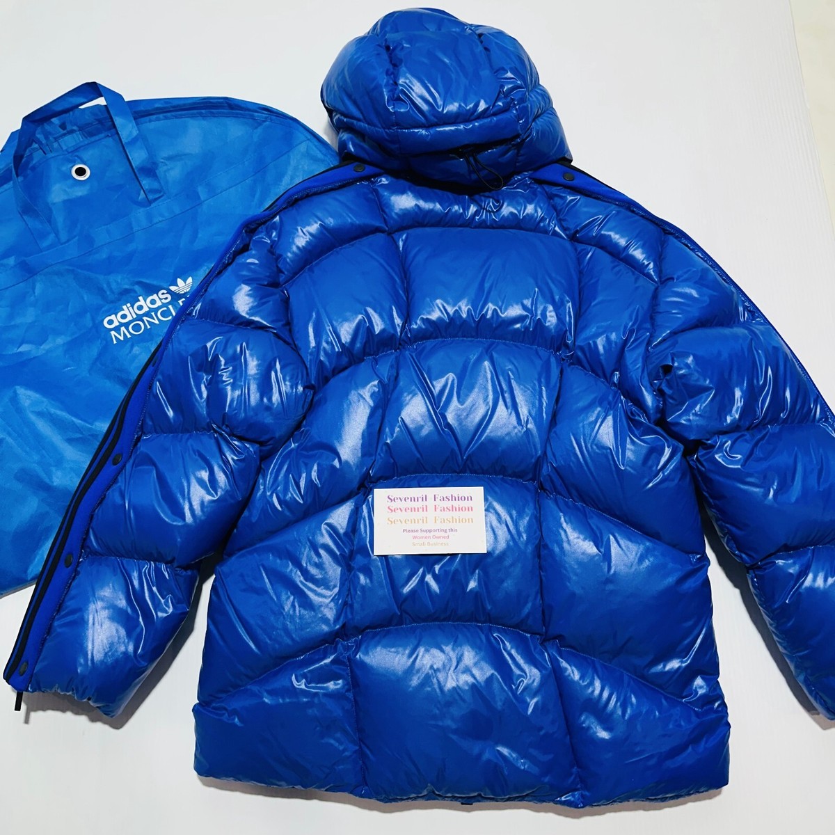 Moncler x Adidas Beiser Down Jacket Men's 3/ L Blue Hooded Full
