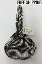 Cache Beautiful Fold over Bag Pouch Vintage Shiny Stone Evening Purse Black NEW