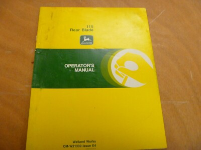 115 Rear Blade John Deere 115 Rear Blade Owner Operator Manual OMW21330 | eBay