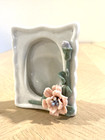 VintageMini Porcelain Photo Frame Victorian White and Flower 1.75x2.75” Opening — photo 2