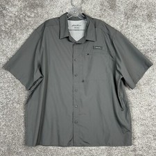 Eddie Bauer Shirt Men's 2XL Gray Tech Woven Vented Pocket Fishing Hiking Outdoor