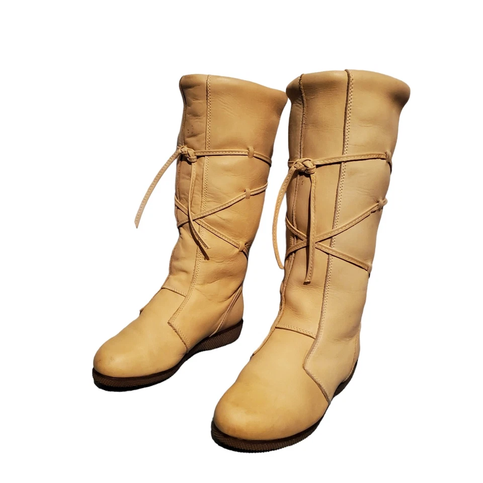 Винтажные женские ботинки без застежек Chef «Cherokee» Chief кремовая кожа 7 - Изображение 4 из 4