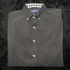 Graham Graham Men s Black Polka Dot Flip Cuff Long Sleeve Button Up Shirt Sz M
