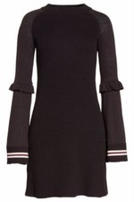 Free People Size Small NWT Fabulous Black Flared Sleeve Statement Dress NEW
