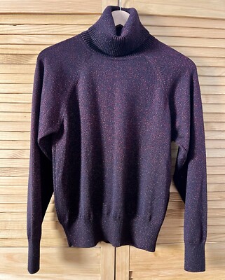ESCADA Pullover Rollkragen Glitzer Wolle schwarz rot Gr. 38 / UK 10 *kleiner Makel*