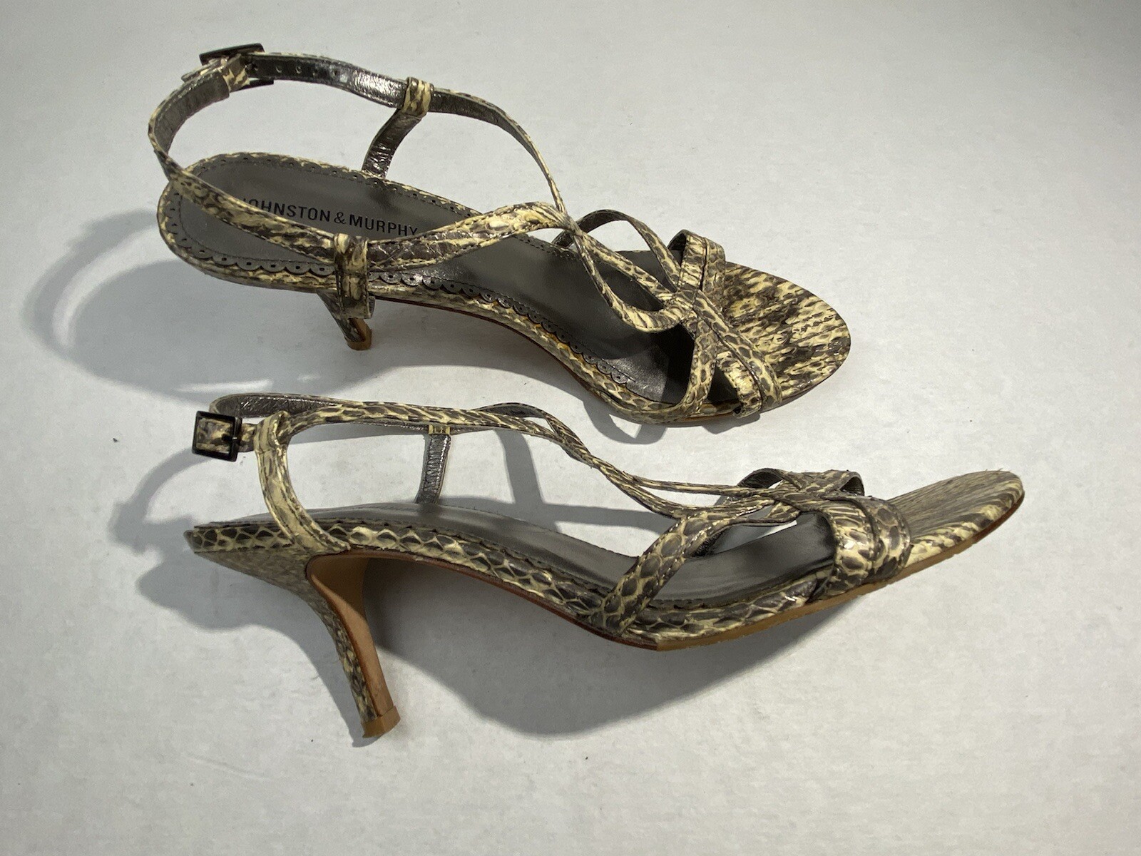 Johnston Murphy Python Kitten Strappy Heels  8.5 M - image 3