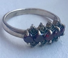  NEW Sterling  Five Red Quartz Ring Size 9