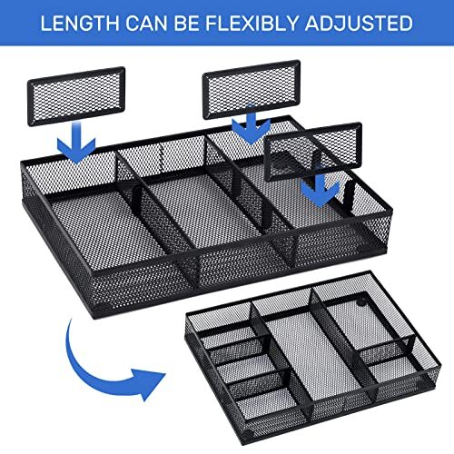 Desk Drawer Organizer with 6 Adjustable Dividers, Metal Pen organizer for desk - Bild 3 von 6