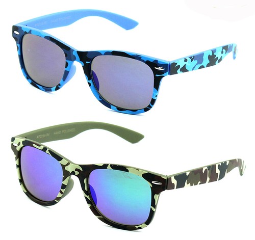Kids Sunglasses Camo Design Classic Retro Flash Mirror Lens 1-7 Years UV 100% - Picture 7 of 9