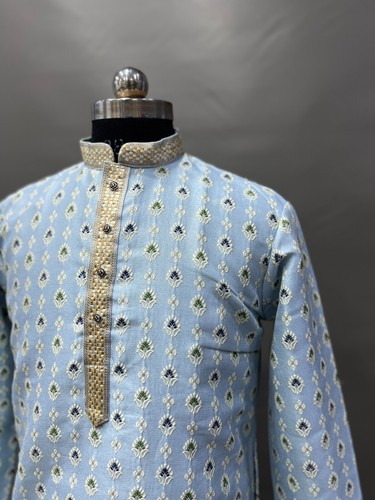 Men Kurta Set Pakistani Kurta Pyjama Indian Suits Wedding Party Groom Sherwani - Picture 29 of 44