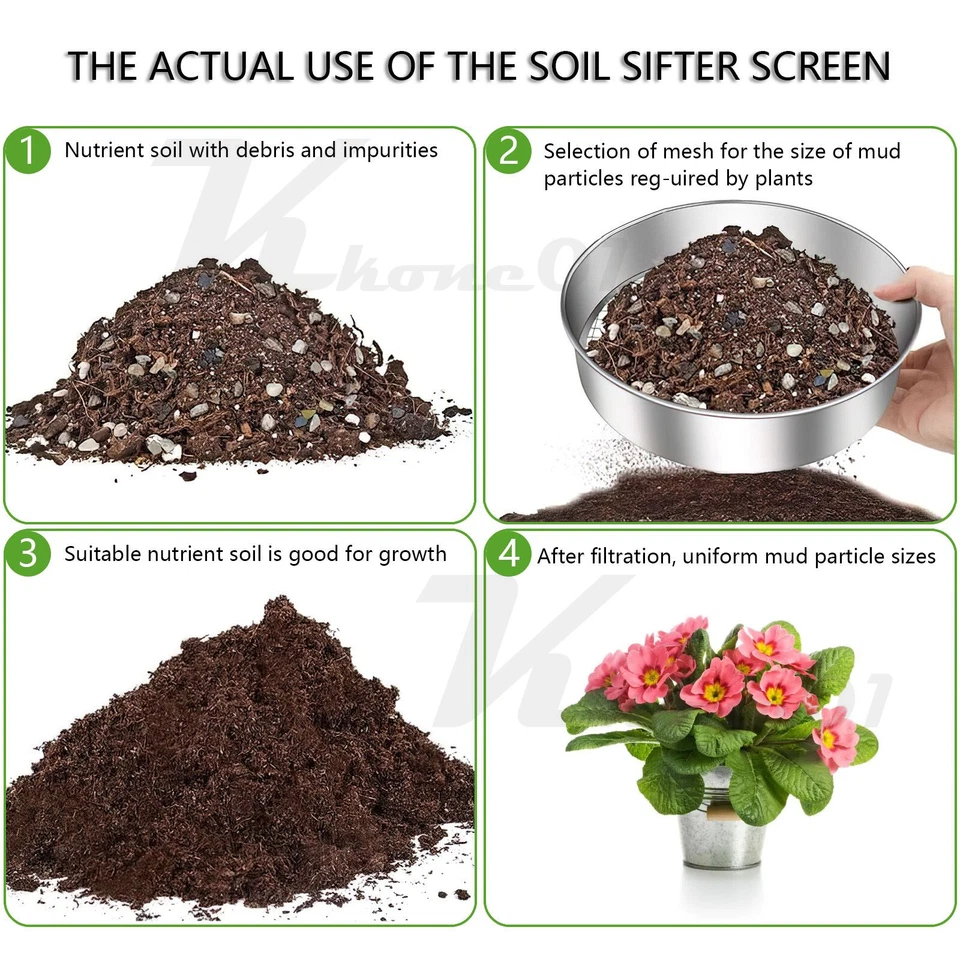 Erdsieb Garten Metall 30cm 5 Maschen grob fein für Stein Sand Hand Kompost Sieb - Bild 4 von 4