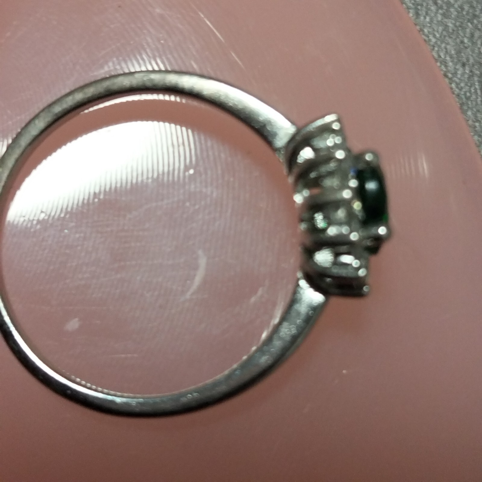 Solid 925 Sterling Silver Pear Green Emerald & Si… - image 7