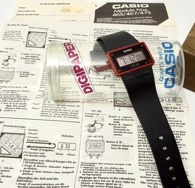 CASIO FS-12 DIGIPAPER QUARTZ UHR VINTAGE 1985 OVP UND PAPIER