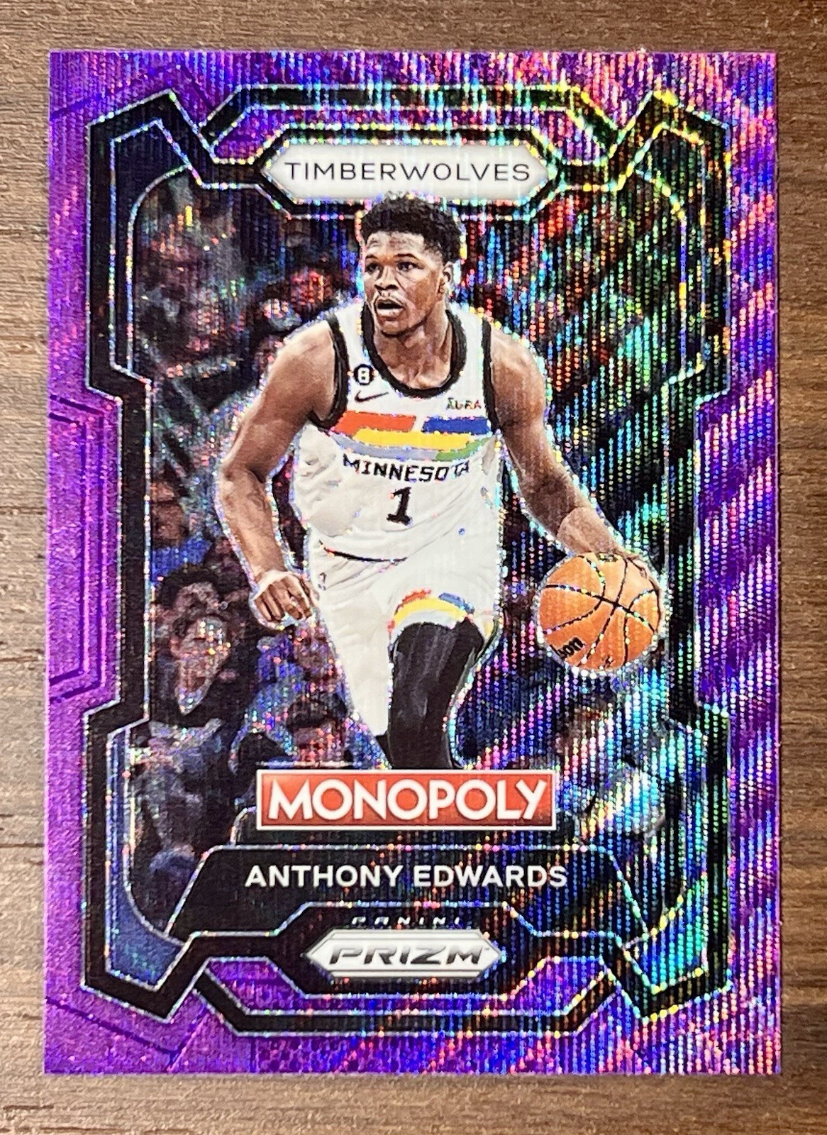 2023-24 Panini Prizm Monopoly Anthony Edwards Purple Wave Prizm #52