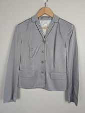 Ann Taylor LOFT Blazer Womens 2 Gray 100 Silk Lined Career Jacket Work Office