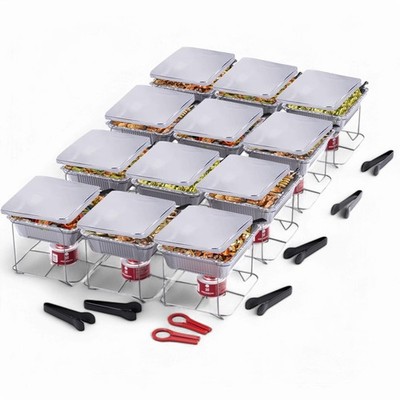 Alpha Living 12 Pack - Disposable Chafing Dish Buffet Set, Welded Body, 2hr Fuel