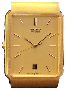 VINTAGE SEIKO QUARTZ RECTANGULAR DRESS WATCH PIECE BROKEN FOR PARTS OR REPAIR NR