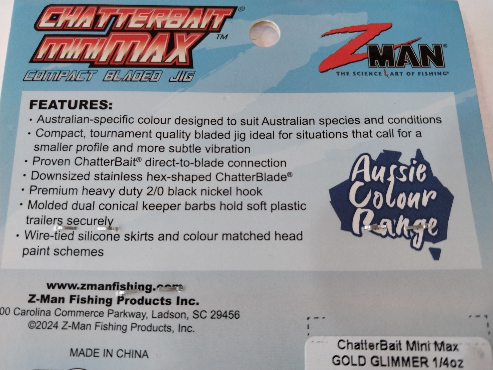 ZMan Chatterbait Mini Max 1/4oz Gold Glimmer Fishing Lure - Image 5