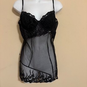 Shirley of Hollywood Vintage Lace Black Chemise Lingerie L