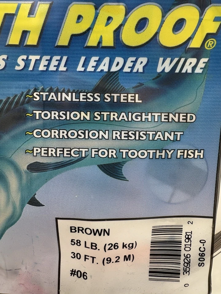 AFW Pesca Lote de 2 Alambres Líder de Acero Inoxidable a Prueba de Dientes 58 LB Foto 3 de 4