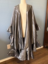 Vintage Midi-Length Silver Satin Evening Cape NWT