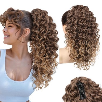 Ponytail Extension 18'' Claw Clip Wavy Curly Synthetic Hairpiece - Instant