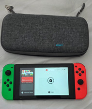 Nintendo Switch Console + Neon Joy-Cons + Case | Tested Working | No Charger