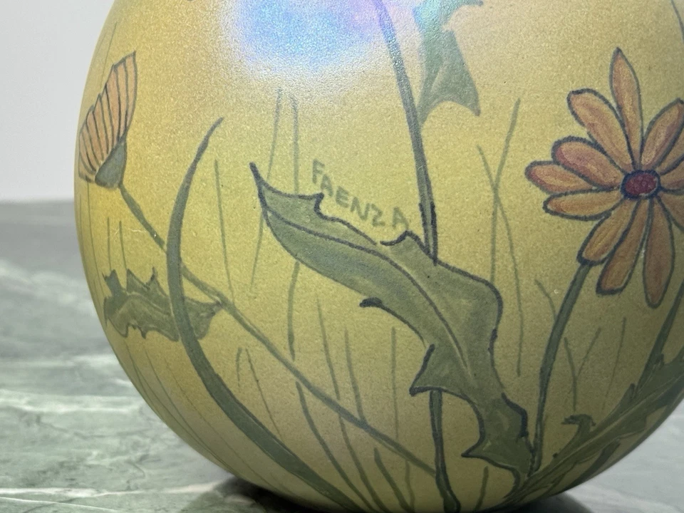 Italienische Keramikvase Faenza handbemalt Unikat - Bild 3 von 4