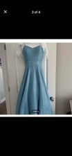 S.L. Fashions Blue Glitter Mesh Long Prom Dress Juniors 7 Sleeveless Strappy