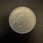 BEAUTIFUL 1939 Belgium 5 Francs VF+ — photo 1
