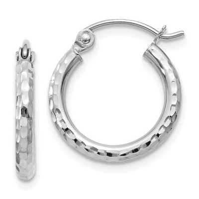 14K White Gold Round Tube Hoop Earrings FindingKing Jewerly 16mm x 14mm