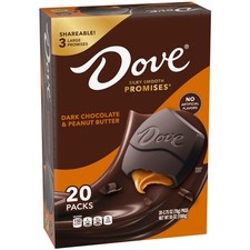 DOVE PROMISES Dark Chocolate Peanut Butter Candy Box, 2.75 Ounce Pack of 20