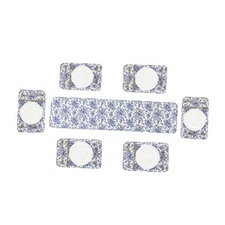  Placemat and Table Runner Set of Printed Pattern of Blue for Kitchen 7 Floral