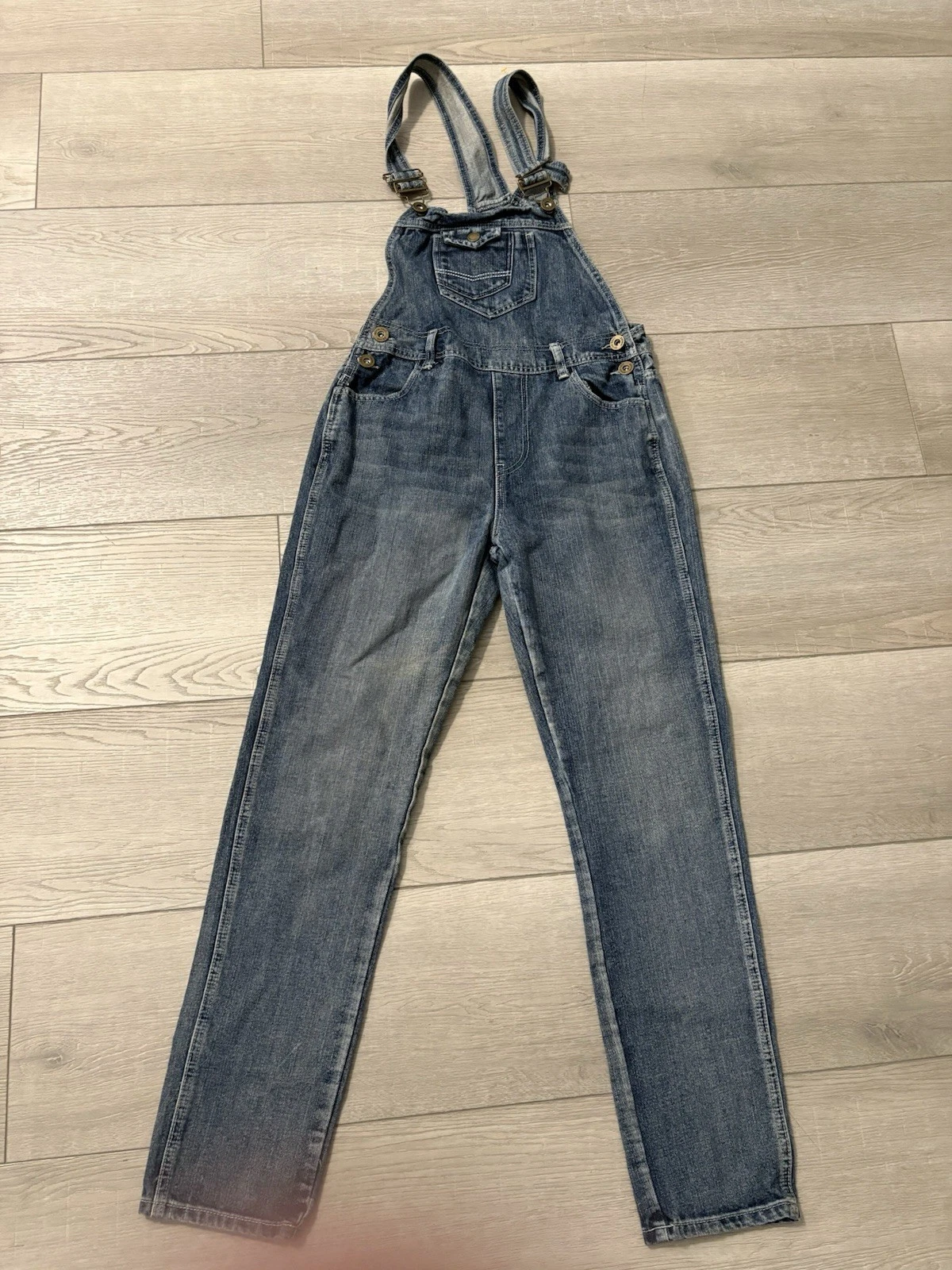 Anna Kaci Womens Denim Overalls Small/ Medium Blue Bib Jean Jumpsuit Farmhouse