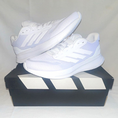 adidas Runfalcon 5 W Triple White Mesh Cushioned Lace Up Sneakers IH7760 Size8.5