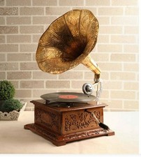 Antique Working Gramophone Vintage Gramophone Player Phonograph Vinyl Recorder
