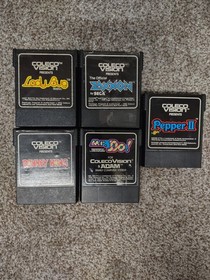 VINTAGE ColecoVision Console w/ 2 Controllers, Adapter, 5 Games Works