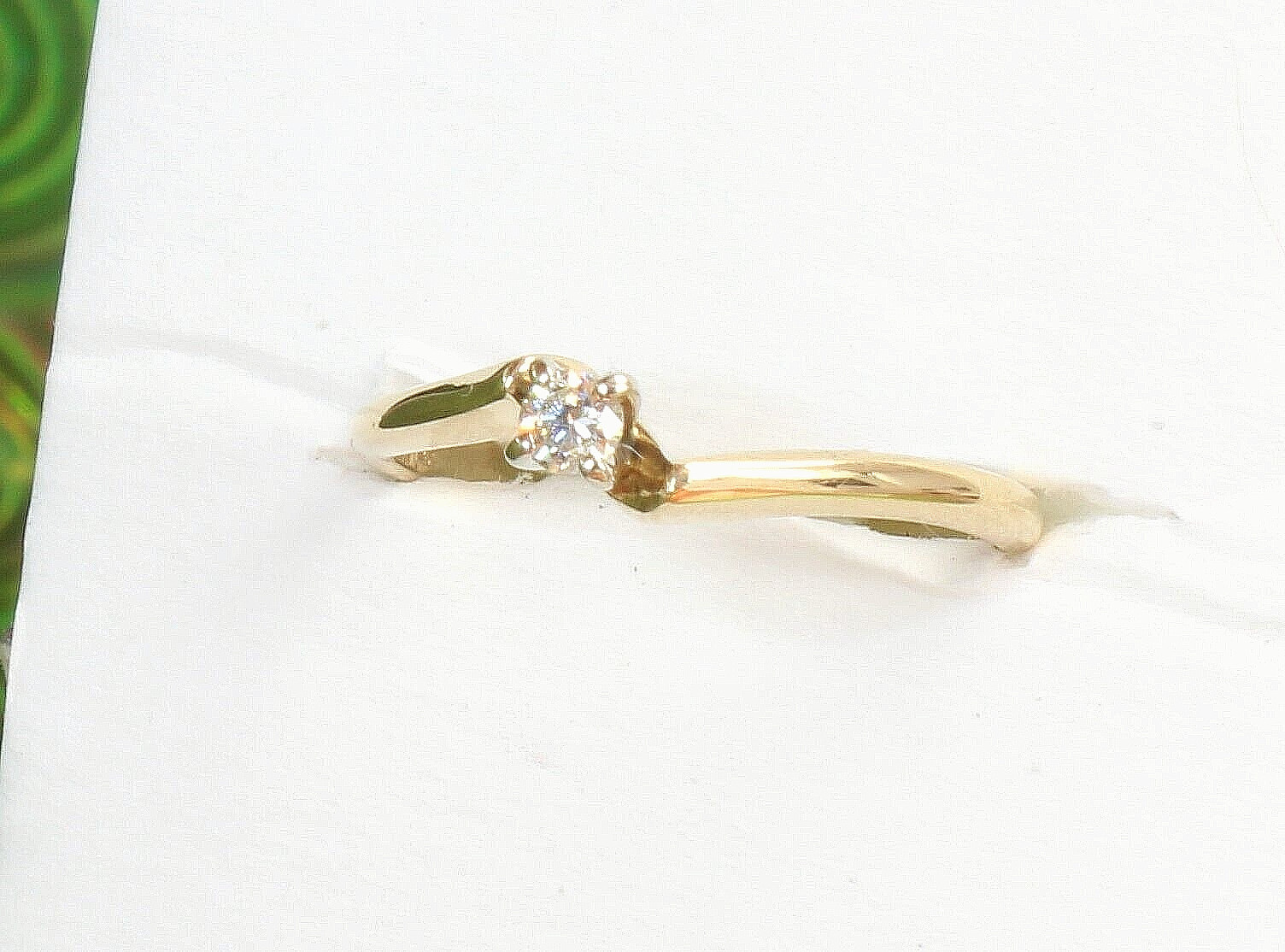 Solid 14k Gold SI2 .08ct Diamond Stackable Weddin… - image 4