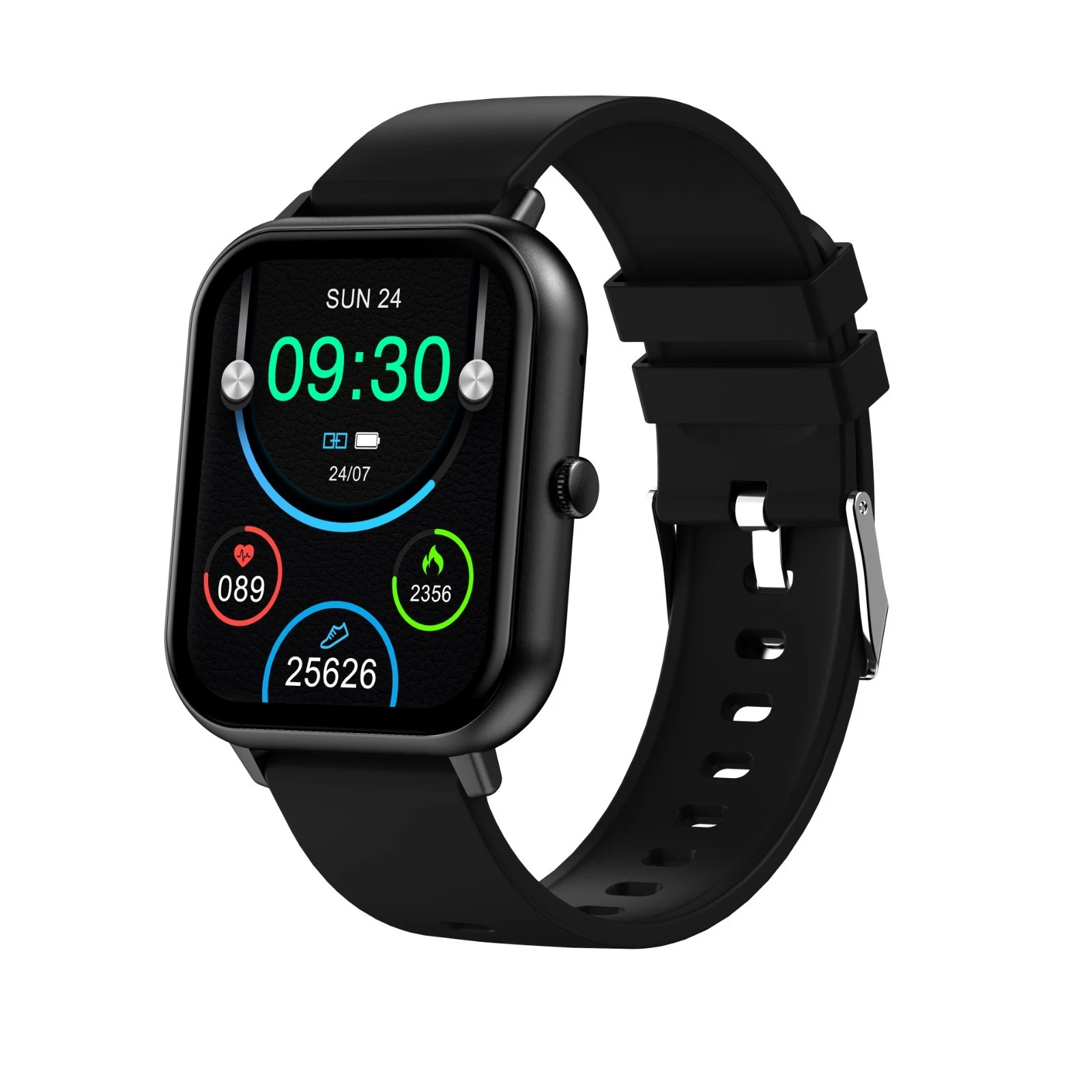 Black Alexa Smart Watch Fitness Bluetooth Call Watch for Android iPhone Samsung.