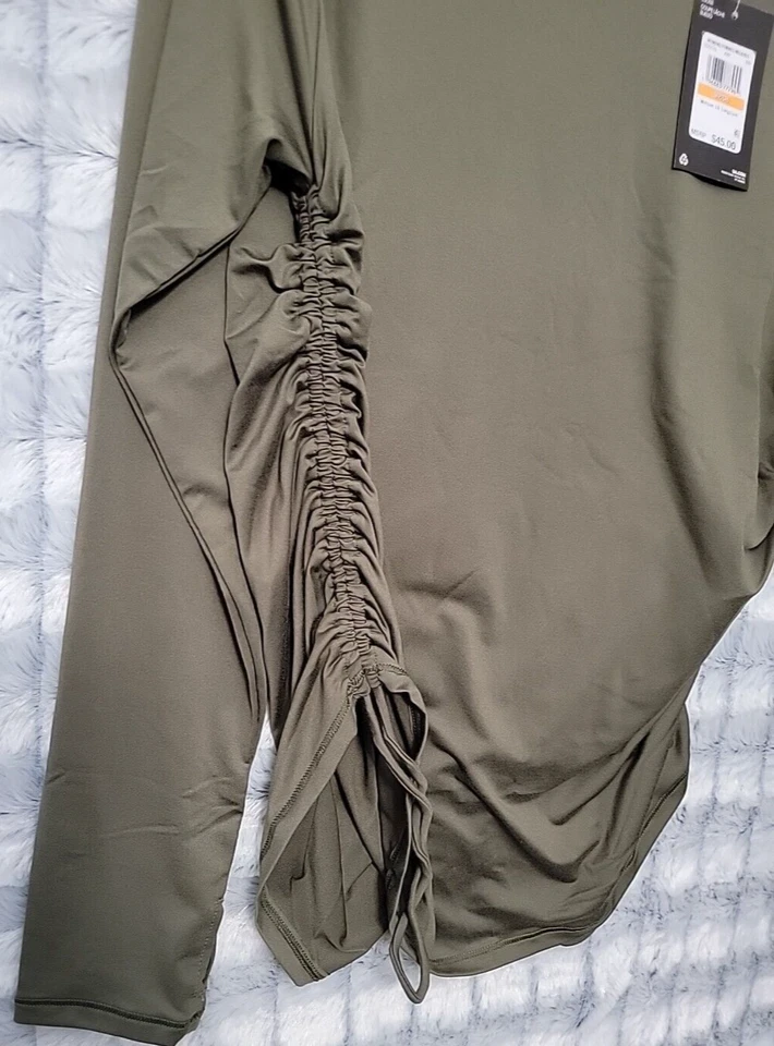 Camisa Under Armour Motion Longline Cinch Lateral Tie Verde Top Mujer Pequeña Elástica Foto 2 de 3