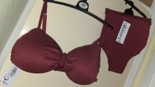 George Bikini Set BNWT Burgundy Wine Maroon UK16Plunge High Waist Braided Detail