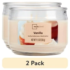 (2 pack) Mainstays Vanilla Scented 3-Wick Glass Jar Candle, 11.5 oz
