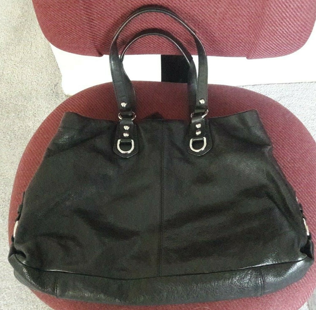 【希少】OLD COACH Dulles Bag leather black AUTHENTIC COACH ASHLEY LEATHER LARGE SATCHEL CARRYALL BAG PURSE