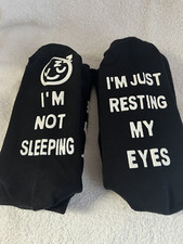 Men's Black Crew Socks Brand New Funny Saying "I'm Not Sleeping..." One Size