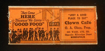 1930s Clown Cafe O. A. Olson Opposite Milwaukee Depot Minneapolis MN Hennepin Co