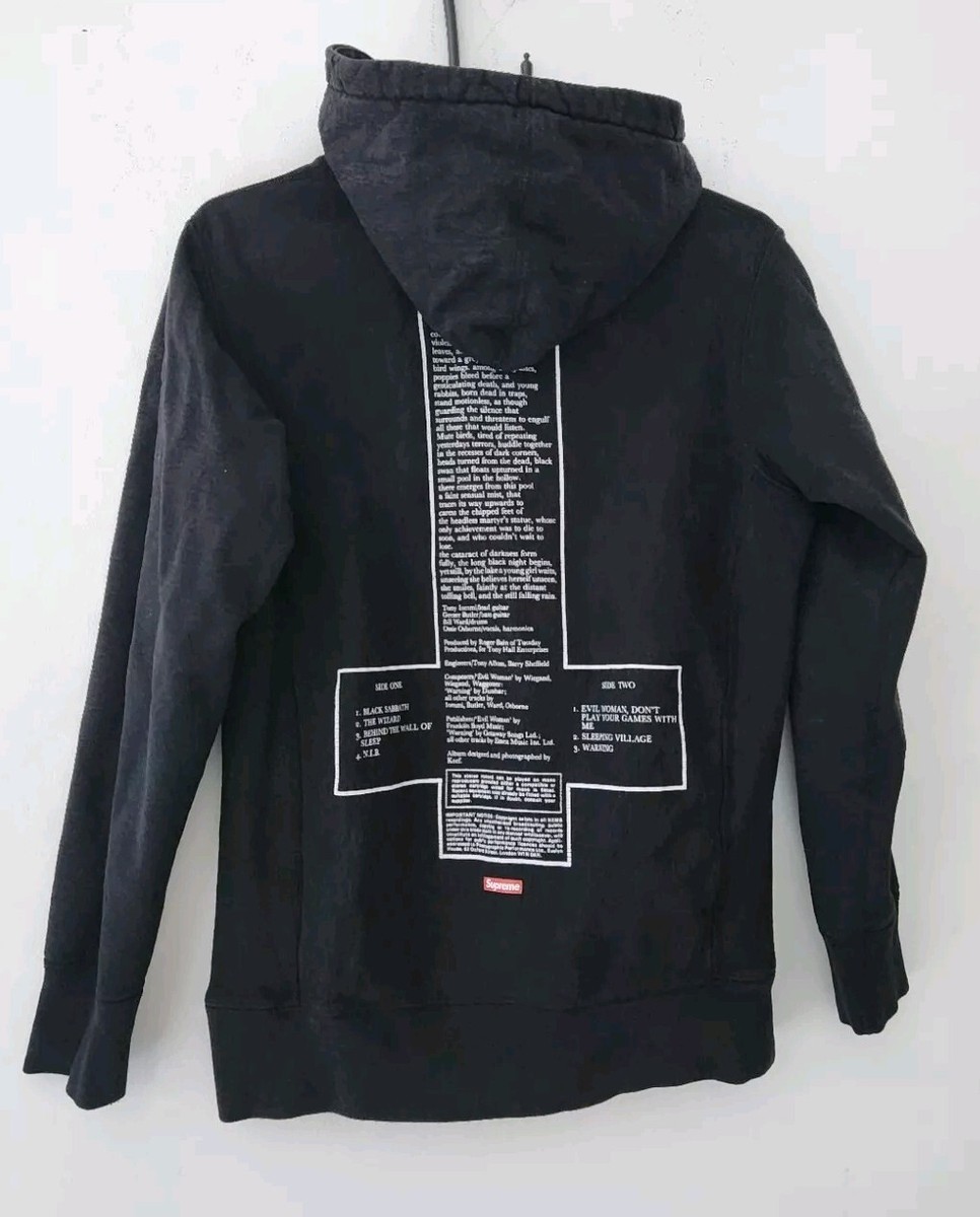 SS16 Supreme x Black Sabbath hooded sweatshirt black size S